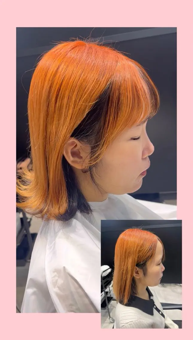 ミディアム カラー ヘアアレンジ 顔周りカット hiiko顔まわり カットのヘアスタイル