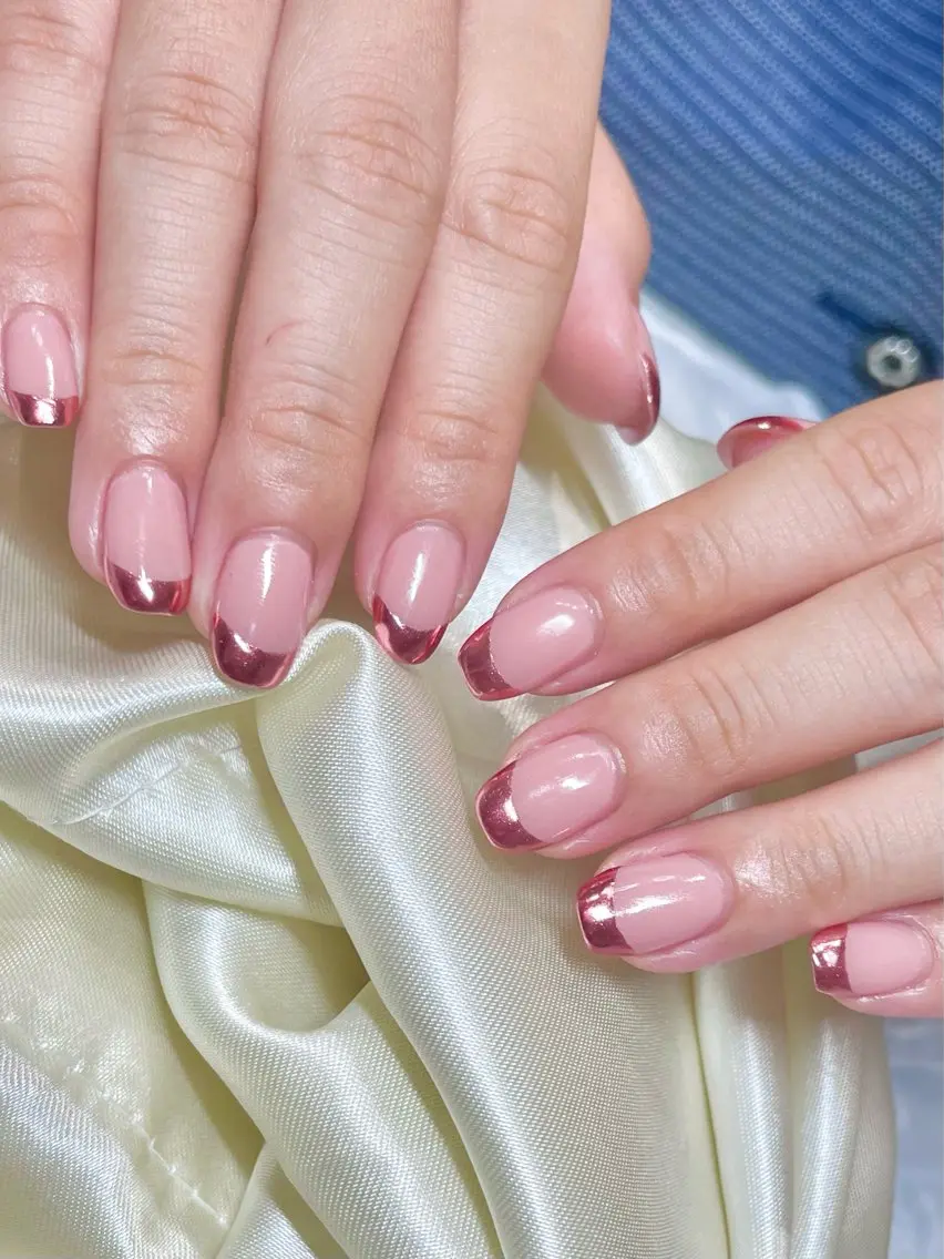 ネイル フレンチネイル ミラーネイル Nail Salon Y.のネイルデザイン