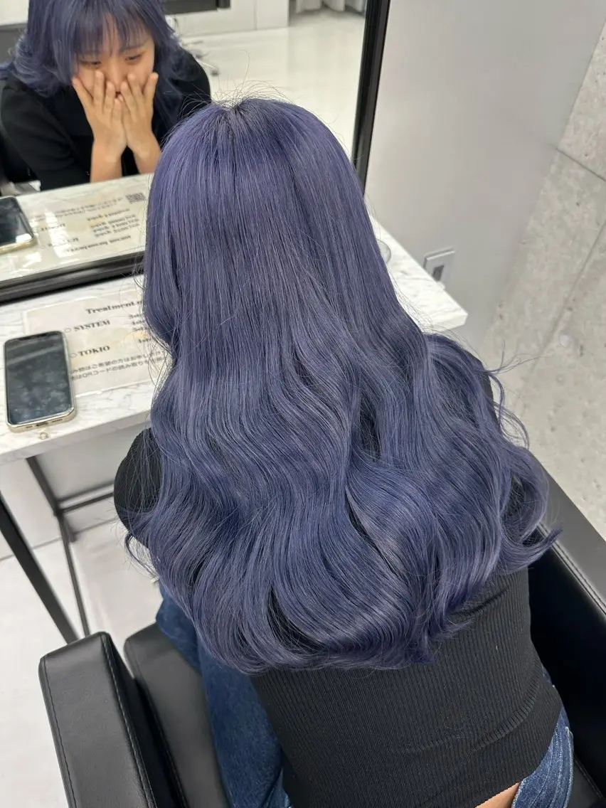 ロング カラー ヘアアレンジ ブルーカラー パープルカラー ヘアカラー 似合わせカラー✞✟ ayumi🐈‍⬛のヘアスタイル