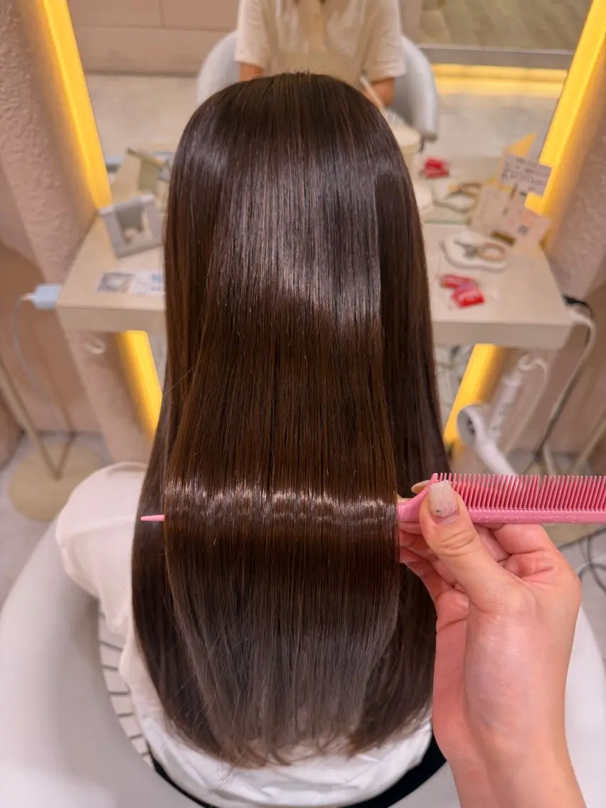 ロング 縮毛矯正 縮毛矯正 みう‎🤍／ 韓国ヘアアレンジのヘアスタイル