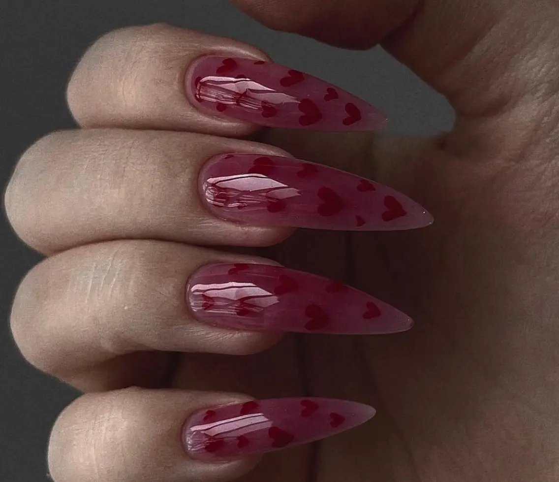ネイル フレンチネイル ジェルネイル ガラスフレンチ ハロウィン ハート H.baby Nail Salonのネイルデザイン