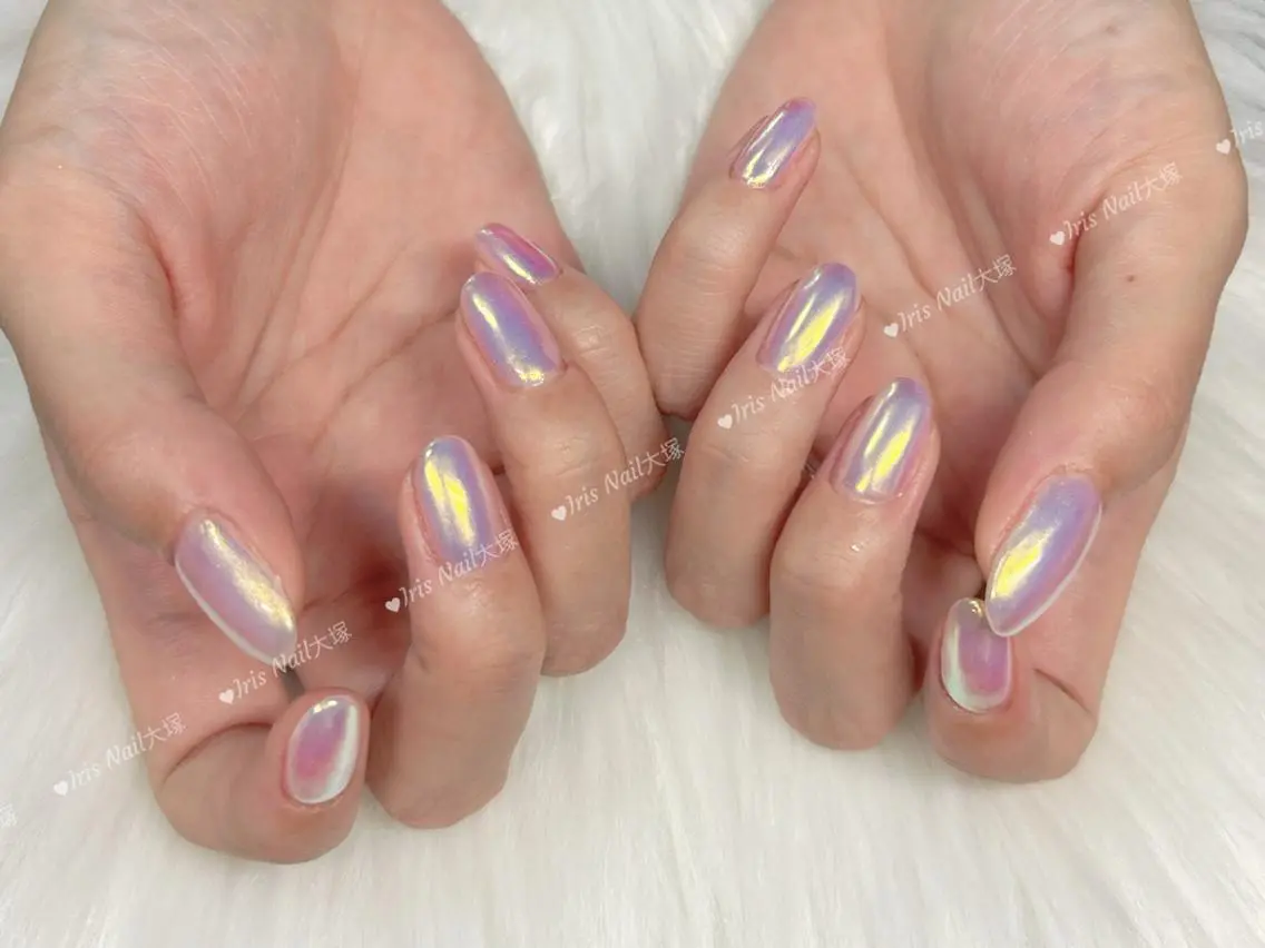 ネイル オーロラネイル 💕藤江 月🌸🍒のネイルデザイン