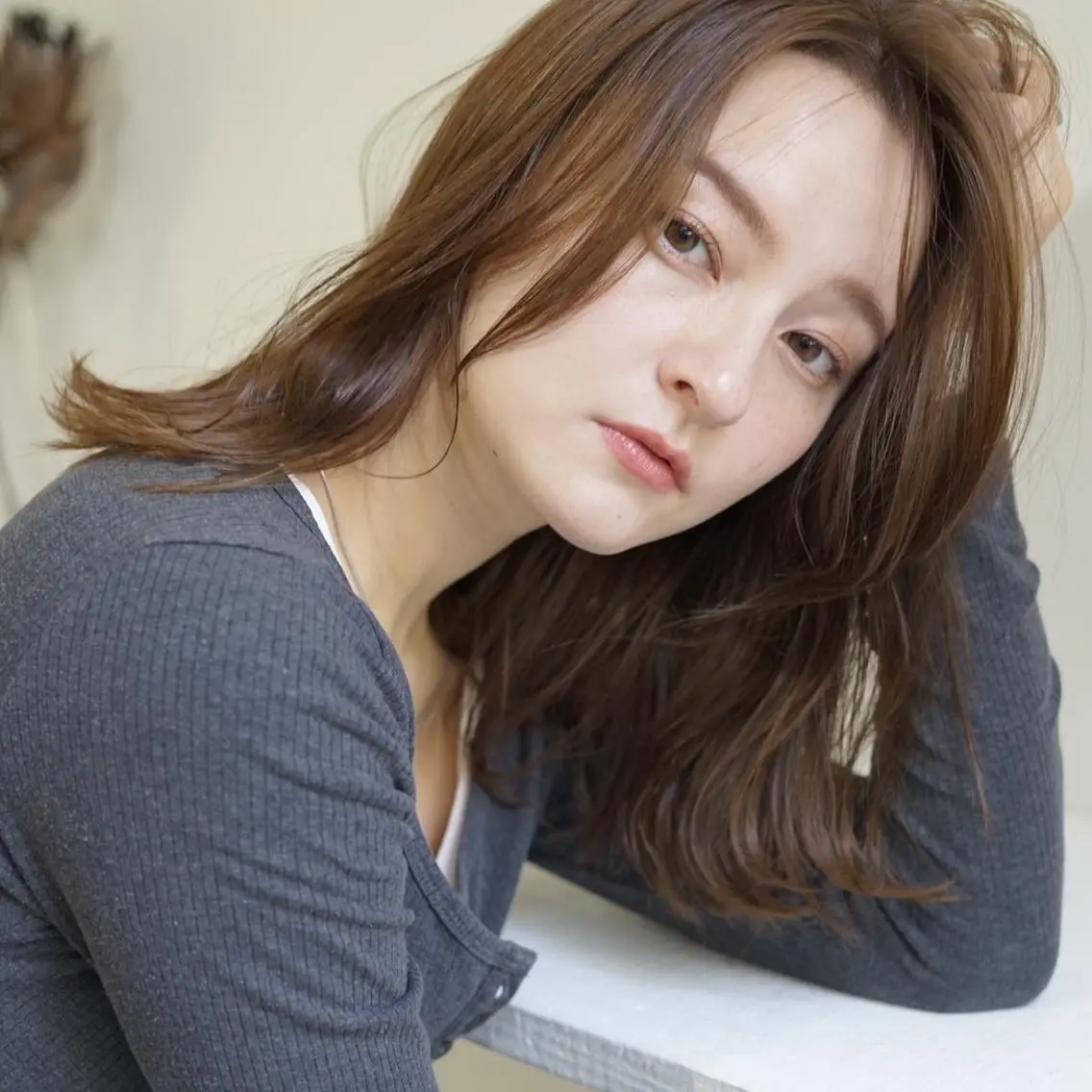 ミディアム カラー ヘアアレンジ 透明感カラー PearL suzukaのヘアスタイル