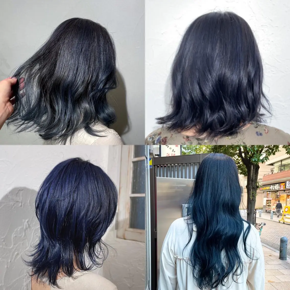 ミディアム カラー 黒髪 ブルーカラー ブルーブラック ブルージュ グレージュ ヘアカラー トリートメント 新宿御苑前/ボブ 髪質改善Ryuseiのヘアスタイル