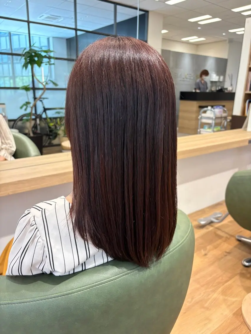 セミロング カラー ブラウンカラー ピンクカラー 山本 安古のヘアスタイル