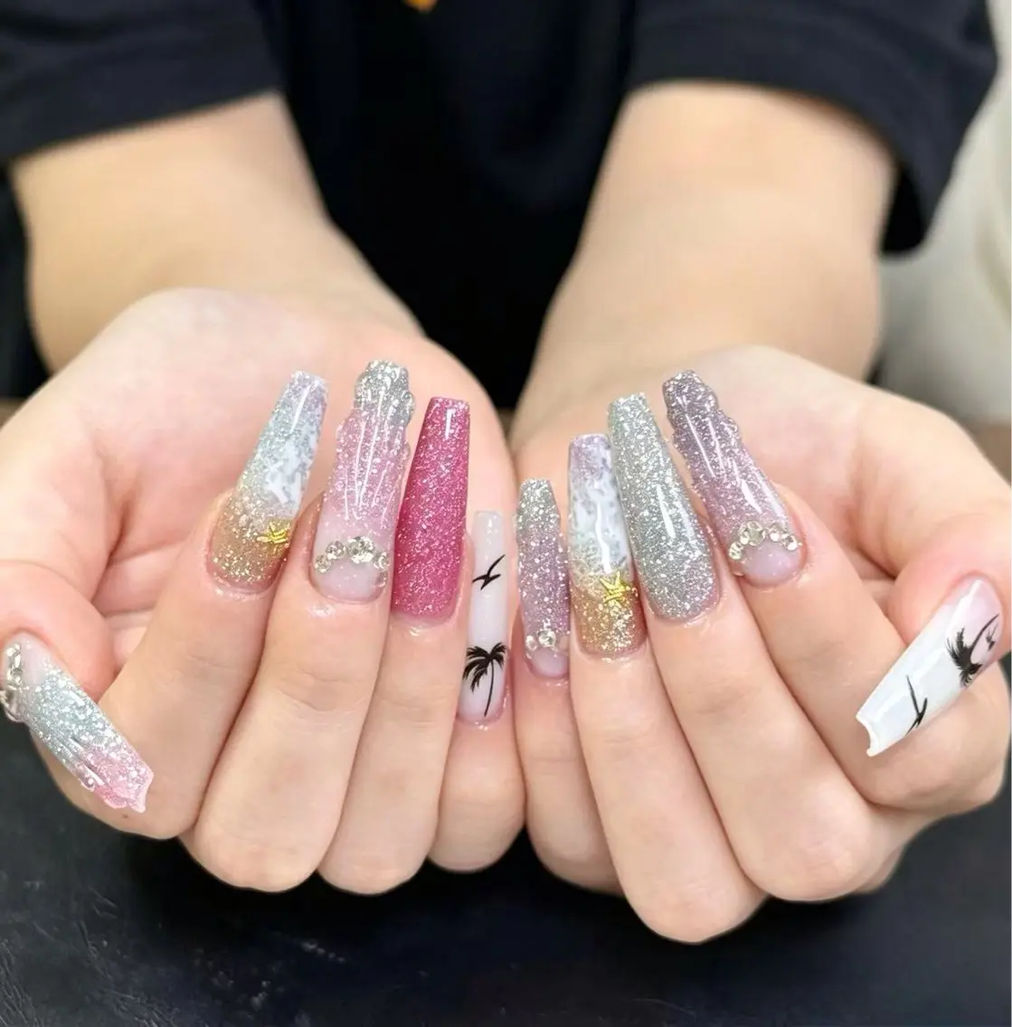 ネイル 長さ出し フラッシュネイル フレンチネイル ジェルネイル マグネットネイル ハンドネイル 小雨 Nail Studio・168のネイルデザイン