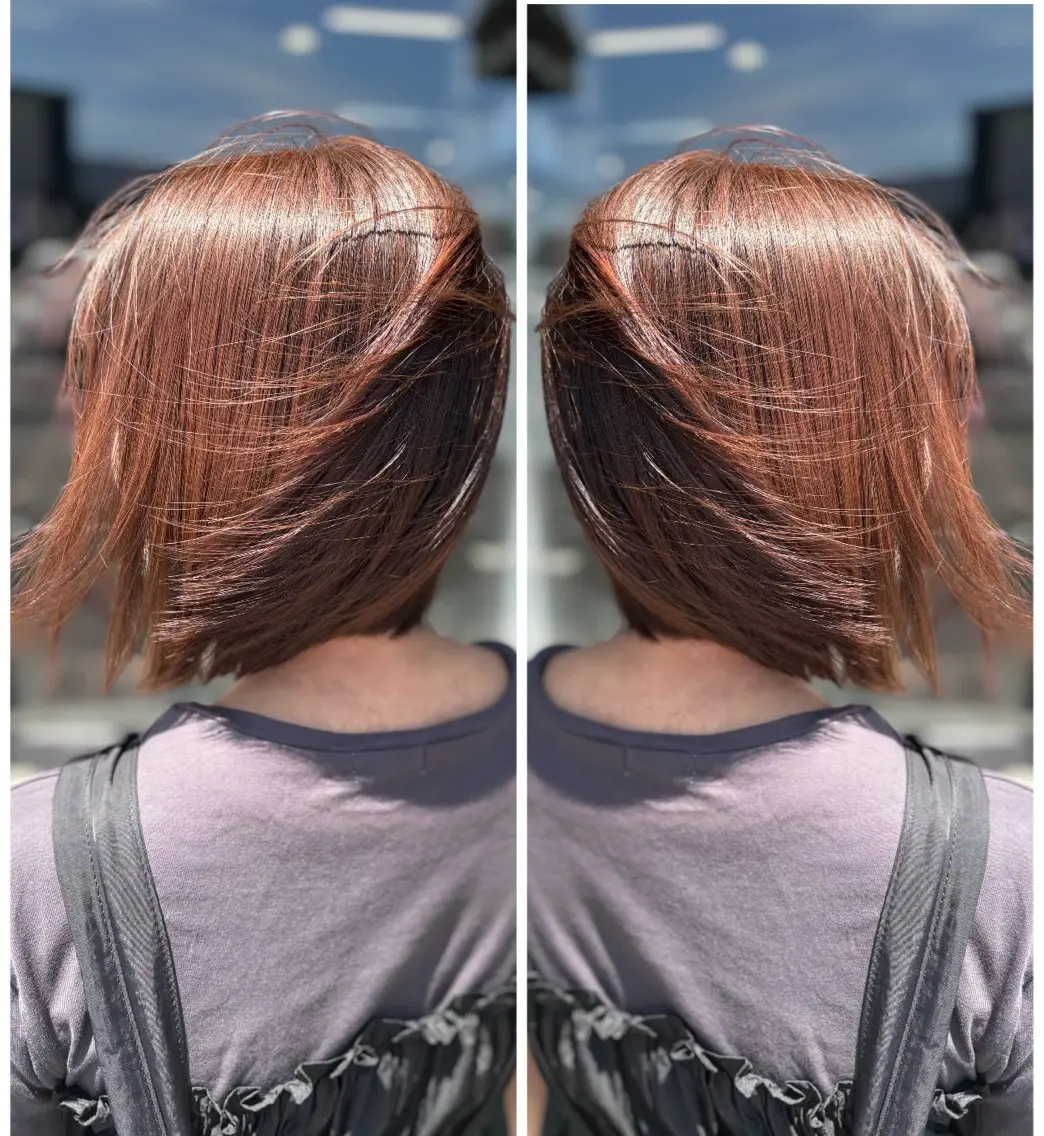 ミディアム 髪質改善 トリートメント ヘアカラー トリートメント 安田 恵のヘアスタイル