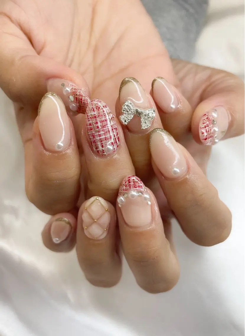ネイル リボン ハンドネイル Hisaka Mikiのネイルデザイン