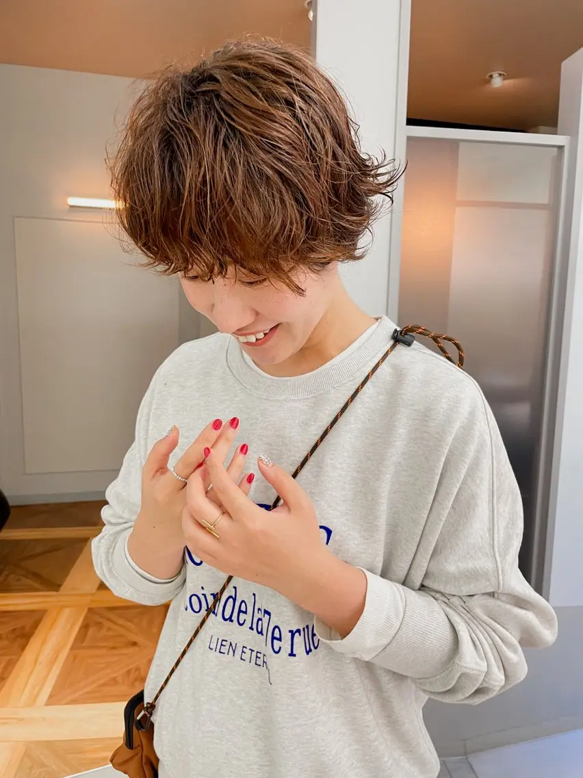 ショート パーマ 緒方リエ 時短ショート・ボブのヘアスタイル