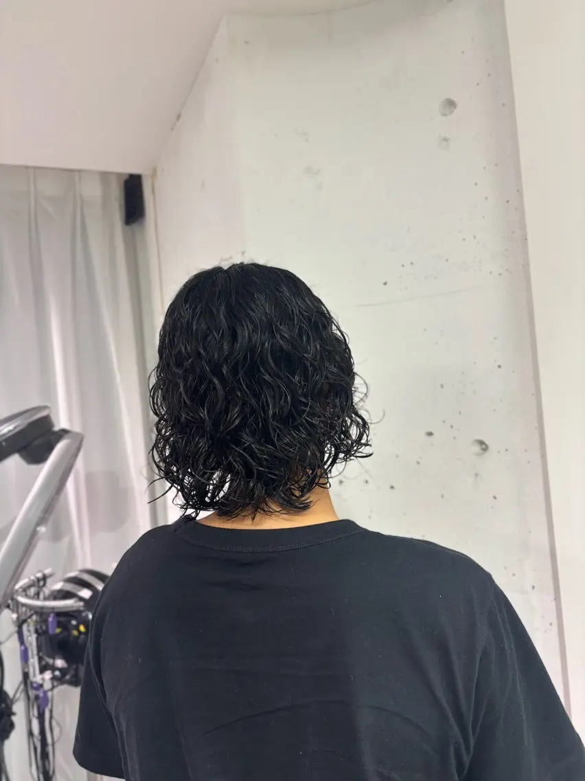 パーマ メンズ メンズパーマ ボブ スパイラルパーマ 松崎 真衣のヘアスタイル
