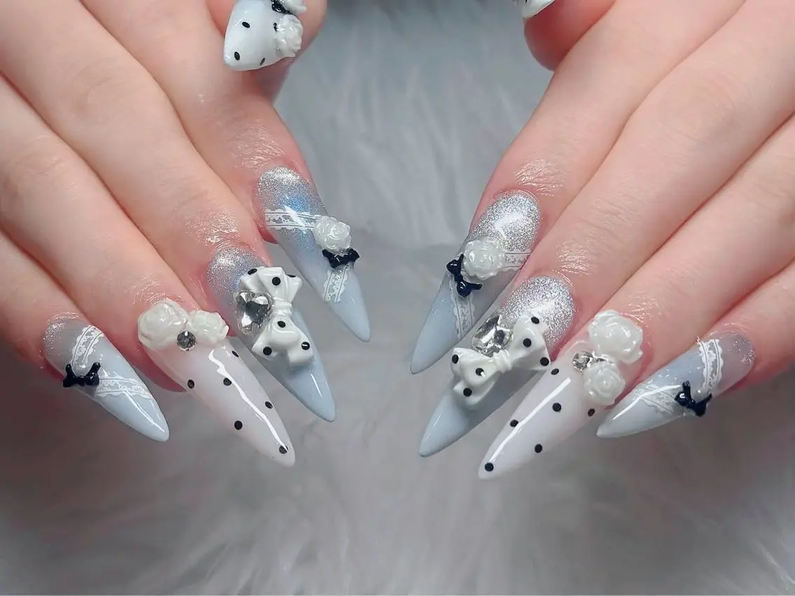 ネイル アートネイル 長さ出し グラデーション マグネットネイル 持ち込み Mi nailsのネイルデザイン