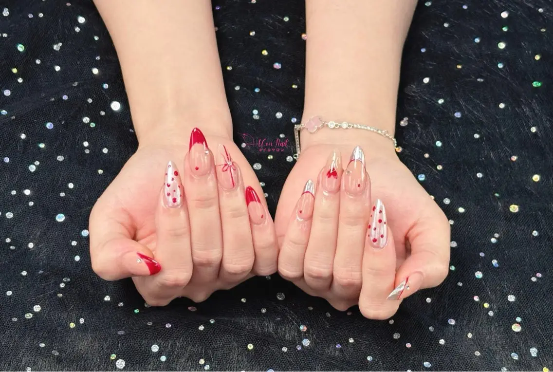 ネイル 桜ネイル 長さ出し フラワーネイル フレンチネイル ジェルネイル ハンドネイル ACon NailSalonのネイルデザイン