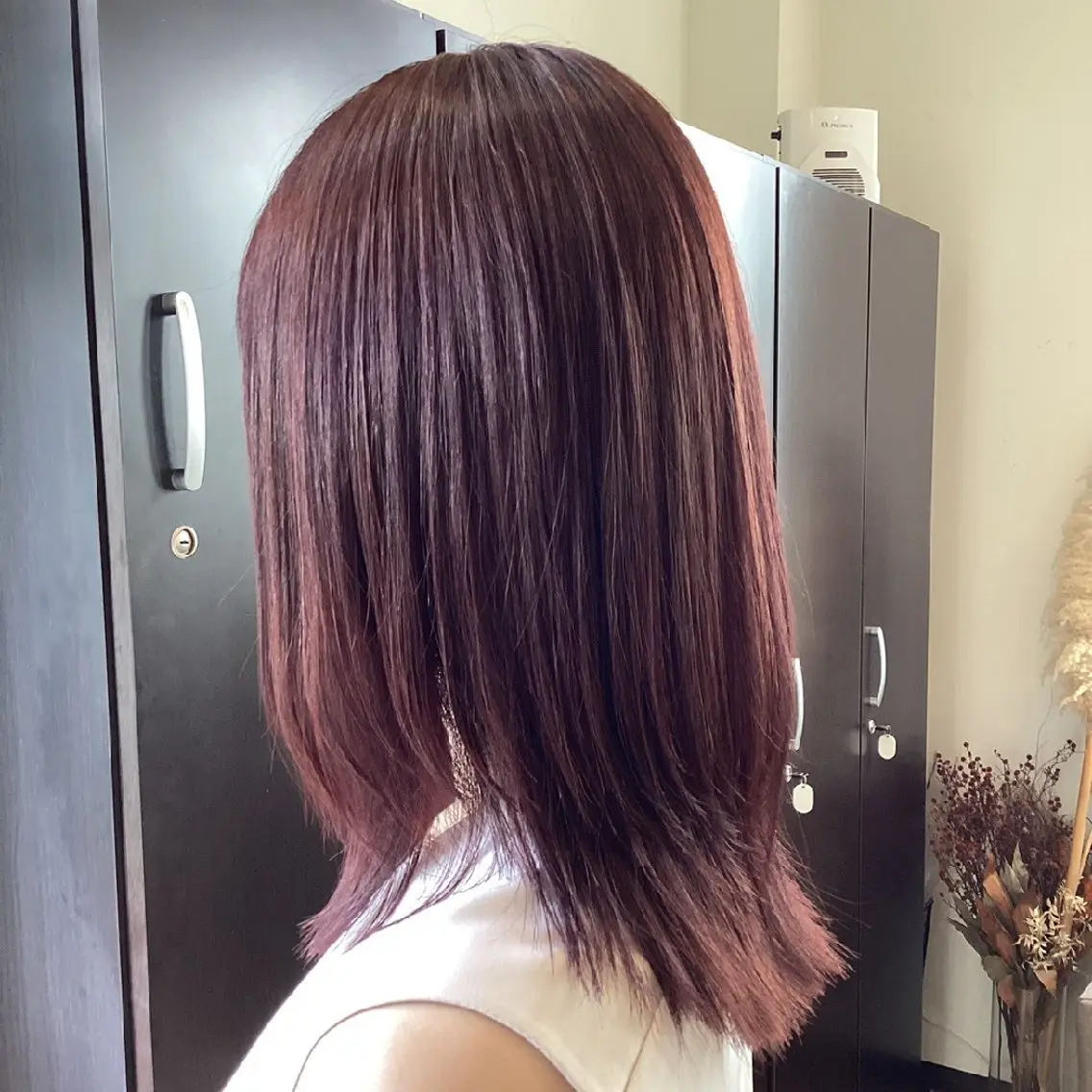 セミロング ピンクブラウン ヘアカラー トリートメント 渕 七海のヘアスタイル