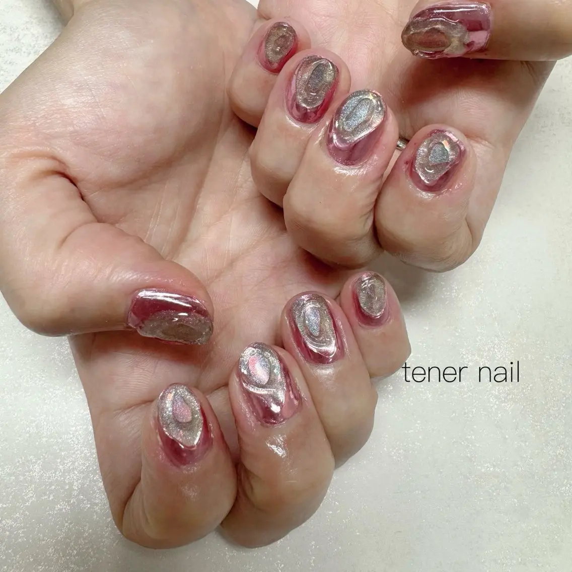 ネイル キラキラネイル ミラーネイル ハンドネイル テネルネイル tener nailのネイルデザイン