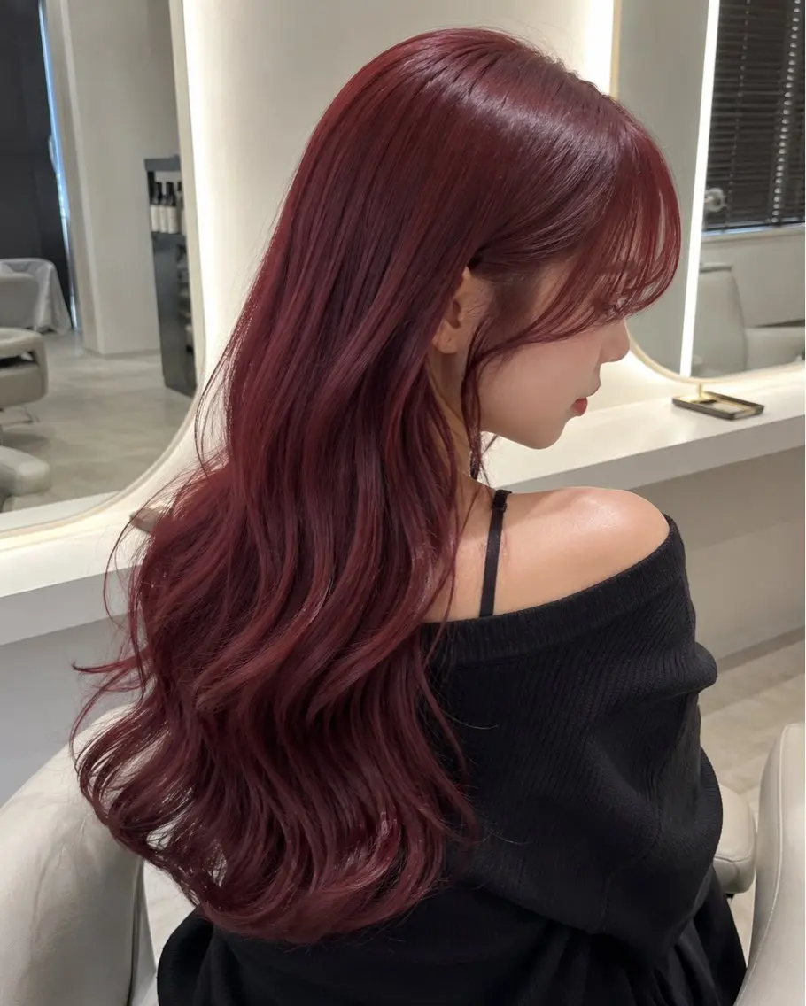 ロング カラー ヘアカラー 🍒モテ暖色カラー × うる艶✧ ゆなのヘアスタイル