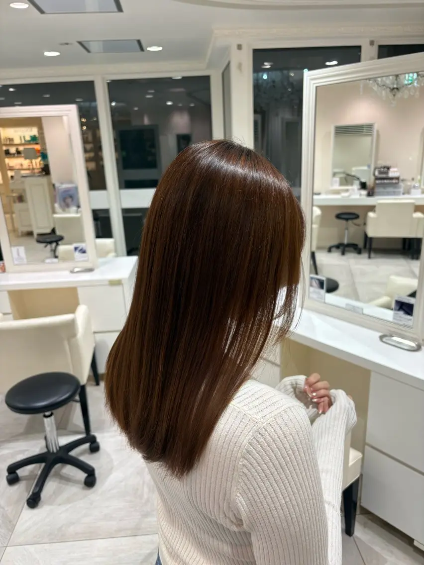 セミロング 酸性ストレート カット 縮毛矯正 石山 海斗のヘアスタイル