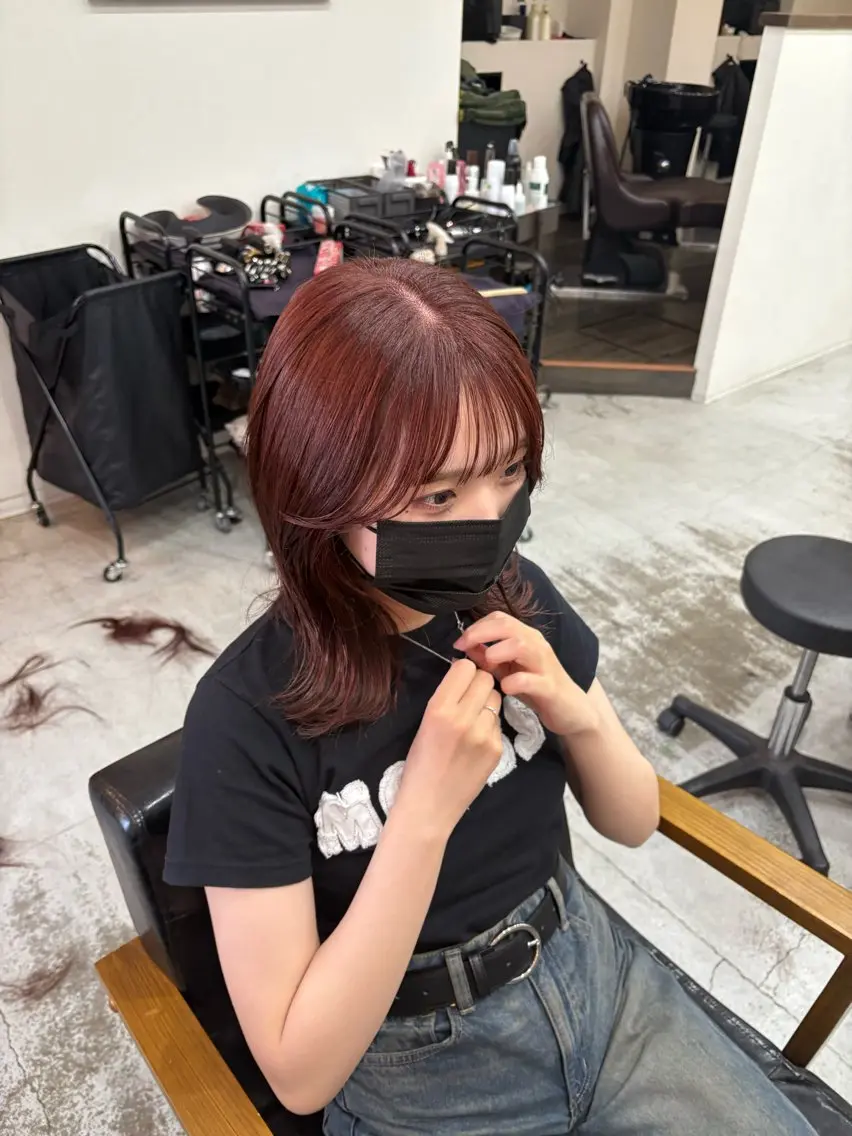 セミロング カラー カット ヘアカラー みやもと こゆきのヘアスタイル