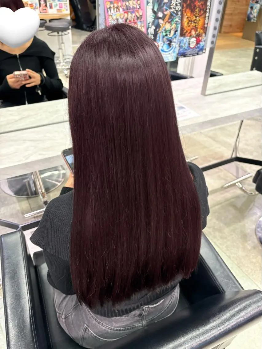 ロング カラー ブリーチ ボルドーカラー ブラウンカラー 透明感カラー ラベンダーカラー ヘアカラー トリートメント 推しカラー/ ミクのヘアスタイル