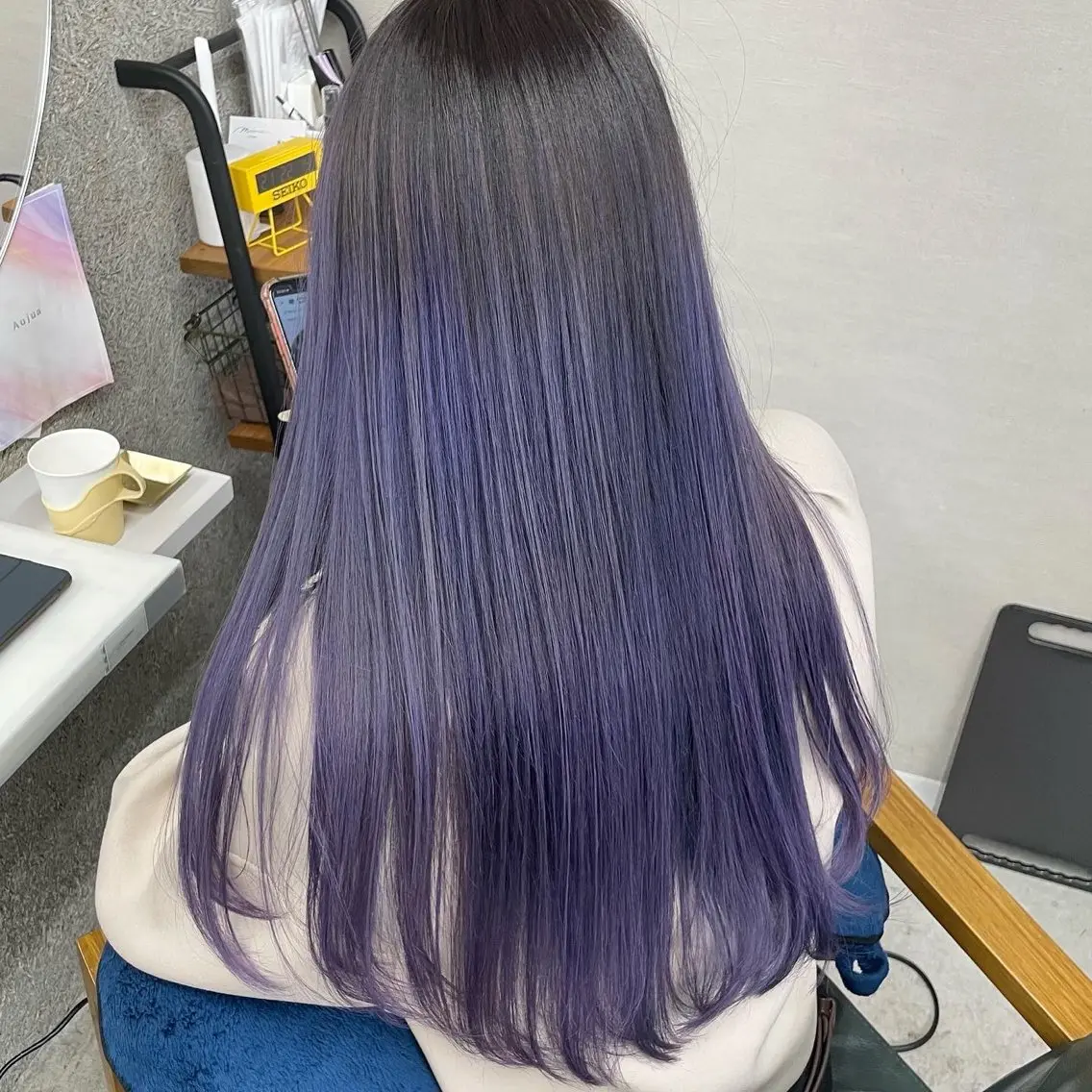 ロング カラー ヘアカラー トリートメント Lull1人美容室 バレイヤージュのヘアスタイル