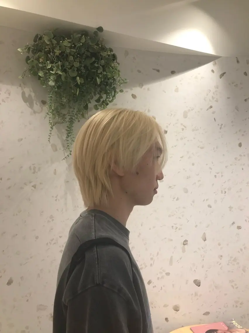 メンズ センターパート メンズ韓国風 マッシュウルフ マッシュ メンズウルフカット 上原 彩乃のヘアスタイル