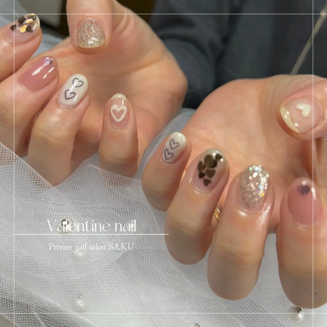 ネイル バレンタイン SAKU nail 作島茜のネイルデザイン