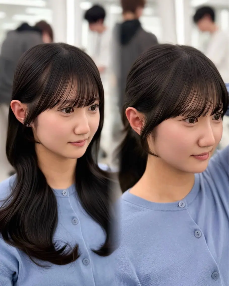 ロング カラー 顔周りカット カット ヘアカラー トリートメント 韓国ヘア/顔周り ヘアセット/加藤優里のヘアスタイル