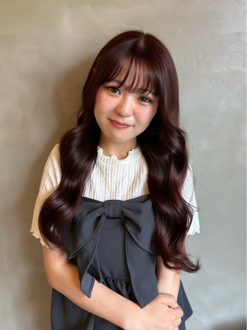 ロング カラー ブラウンカラー レッドカラー レッドブラウン 長代 結日香のヘアスタイル
