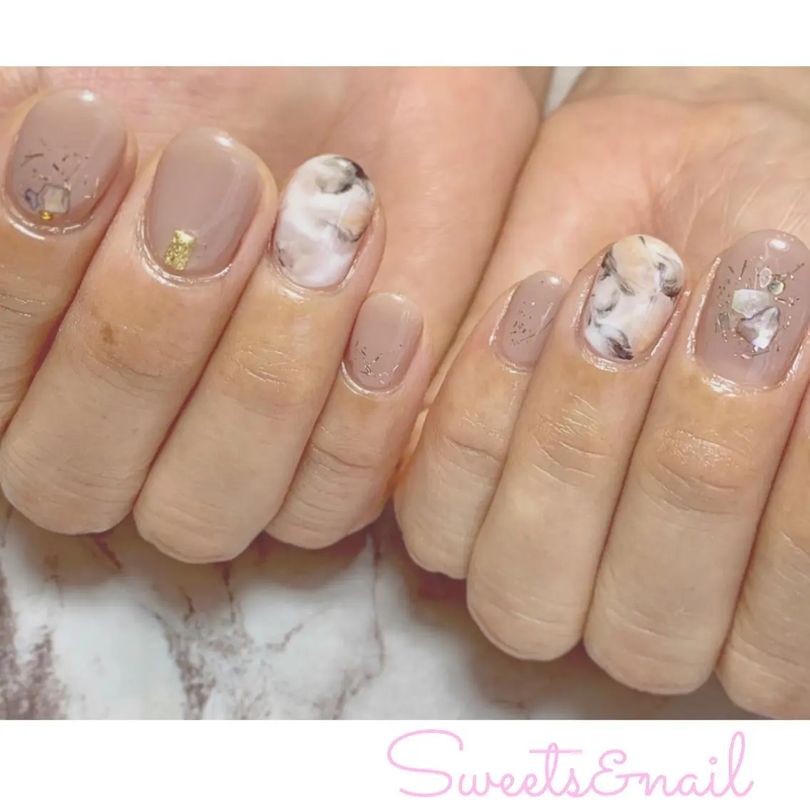 ネイル 大理石ネイル(マーブル) Sweets& nail みなこのネイルデザイン