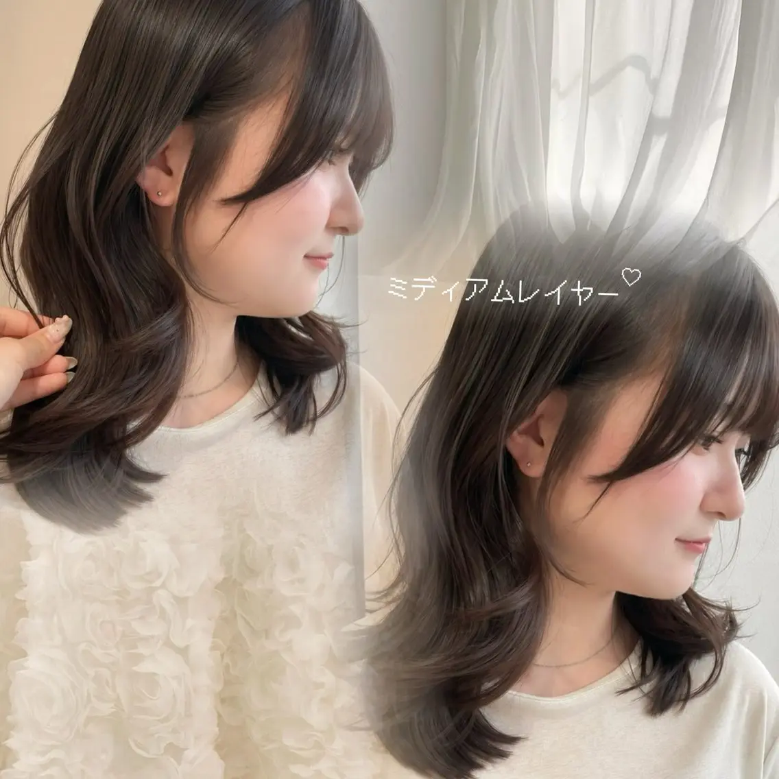 ミディアム カット トリートメント 似合わせカット/ 顔周りカット/まりなのヘアスタイル