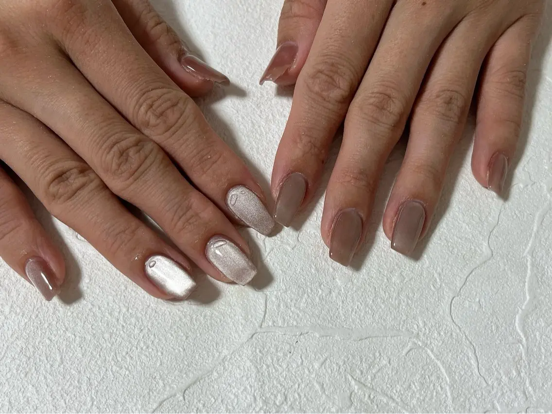 ネイル オーロラネイル フットネイル フレンチネイル ジェルネイル 韓国ネイル ハンドネイル kiki nail たまプラーザのネイルデザイン