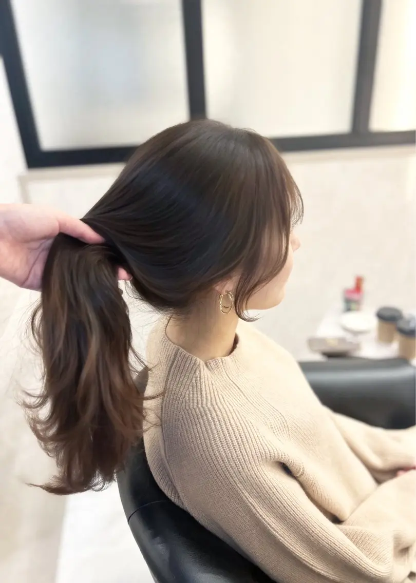 ロング カラー カット ヘアカラー トリートメント emi/髪質改善/ 韓国風/艶カラーのヘアスタイル