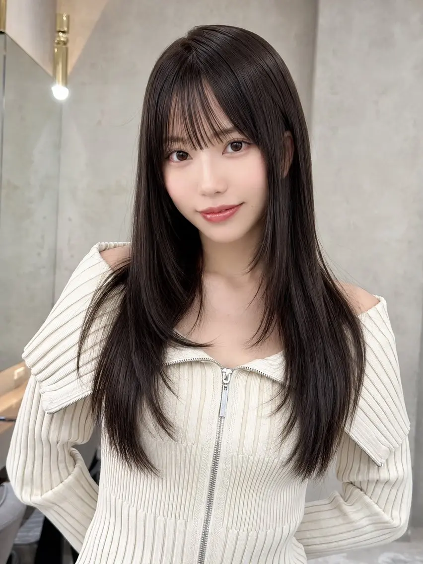 ロング カラー カット ヘアカラー トリートメント 🦋韓国風レイヤー/ 艶髪矯正🦋凛太郎のヘアスタイル