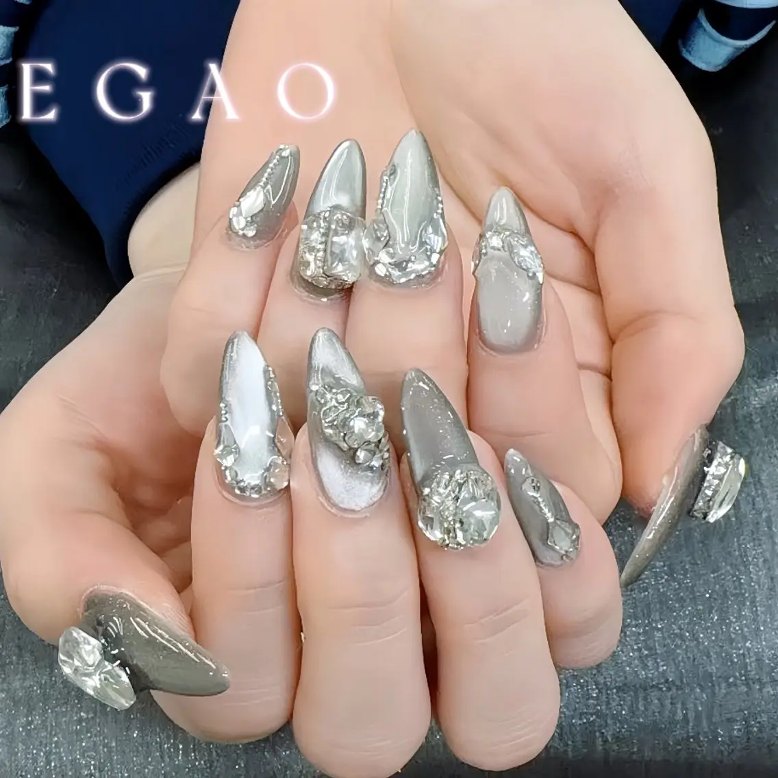 ネイル 長さ出し ジェルネイル マグネットネイル 持ち込み パラジェル ハンドネイル EGAO NAIL 錦糸町店のネイルデザイン