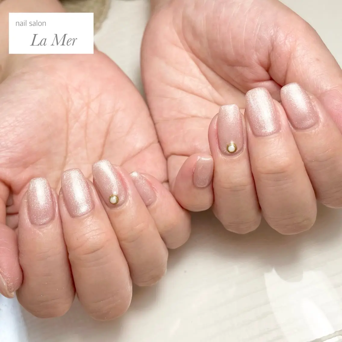 ネイル 入学式 卒業式 キラキラネイル マグネットネイル マグネットワンカラー nailsalon La Merのネイルデザイン