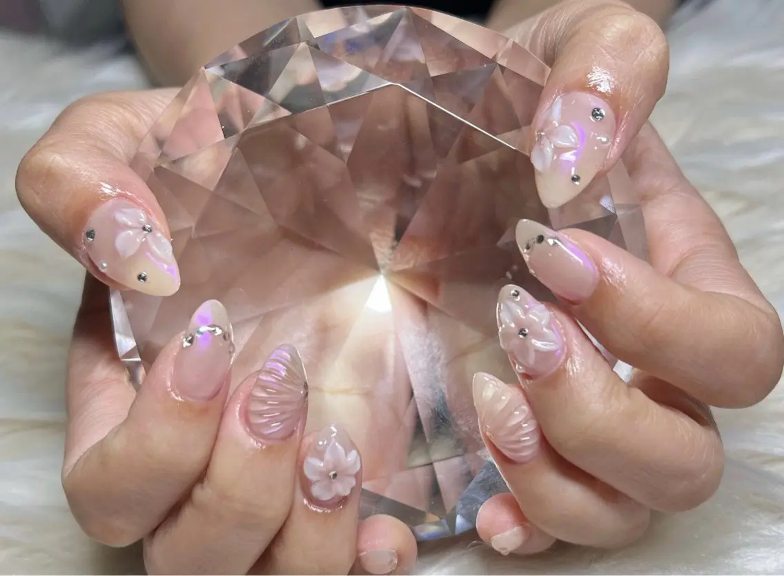 ネイル フラッシュネイル フラワーネイル ジェルネイル グラデーション 韓国ネイル ハンドネイル Nail&eye Belire 新宿のネイルデザイン