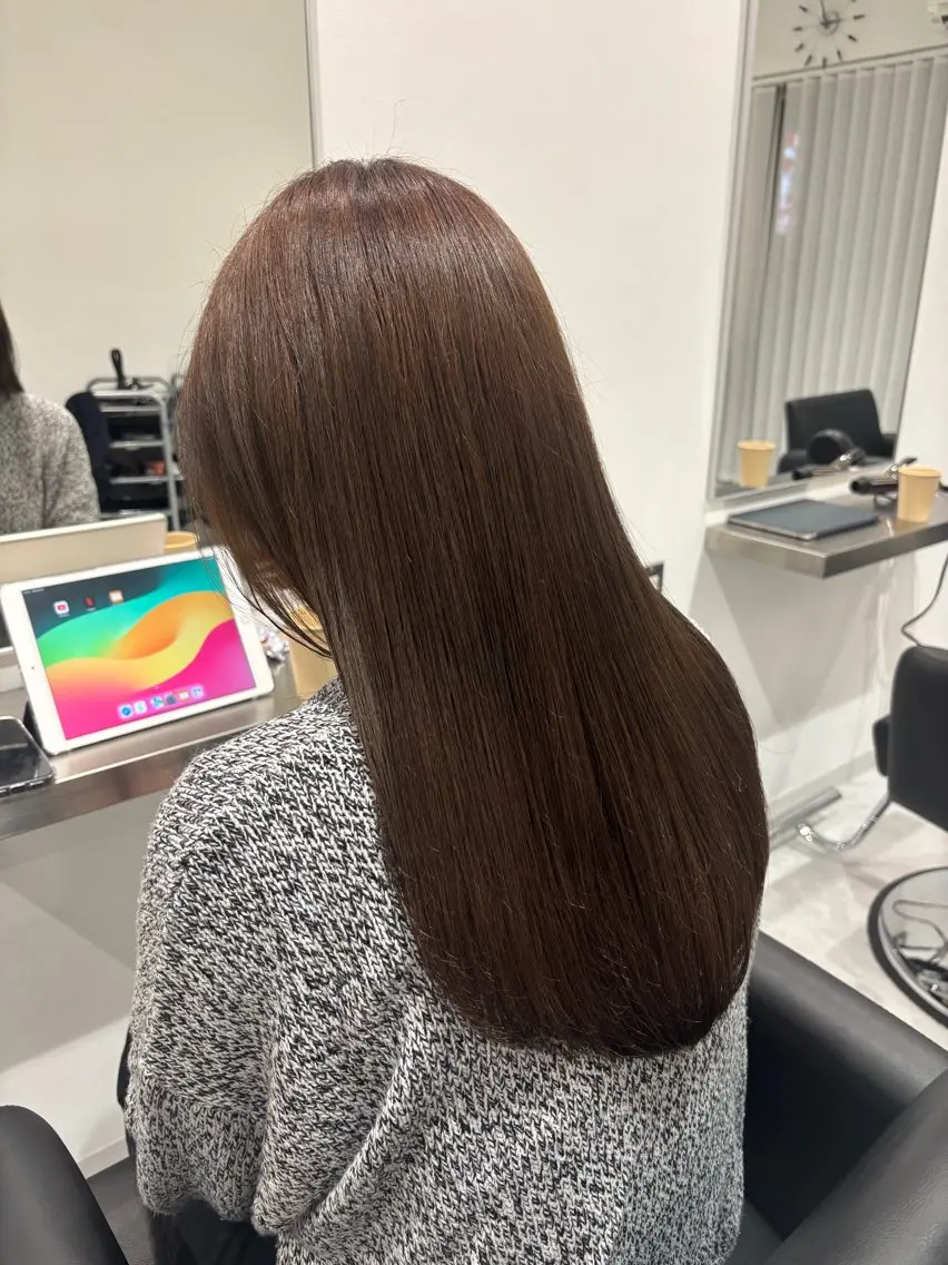 💎透明感カラー＋髪質改善トリートメント🫧艶と手触り重視の美髪コースの写真