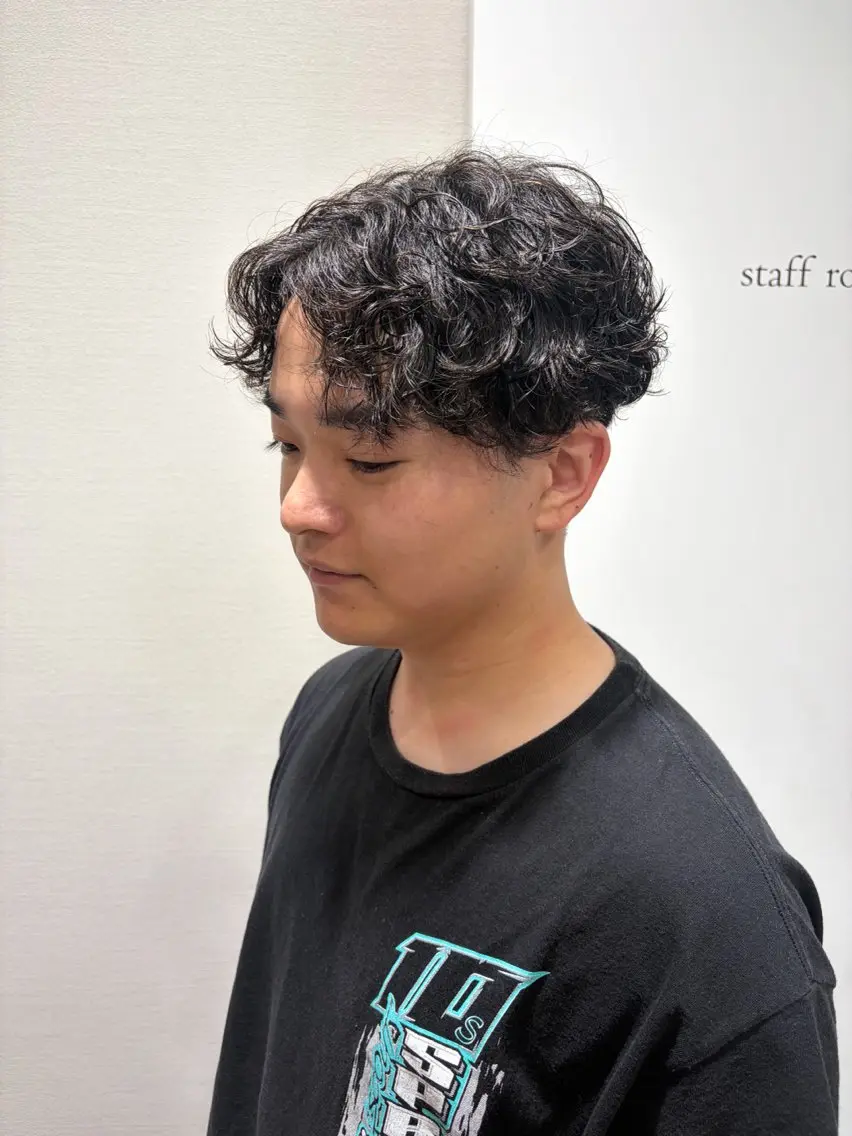 パーマ メンズ ボブ&寒色🎐ᩚ 短髪 COCOROのヘアスタイル