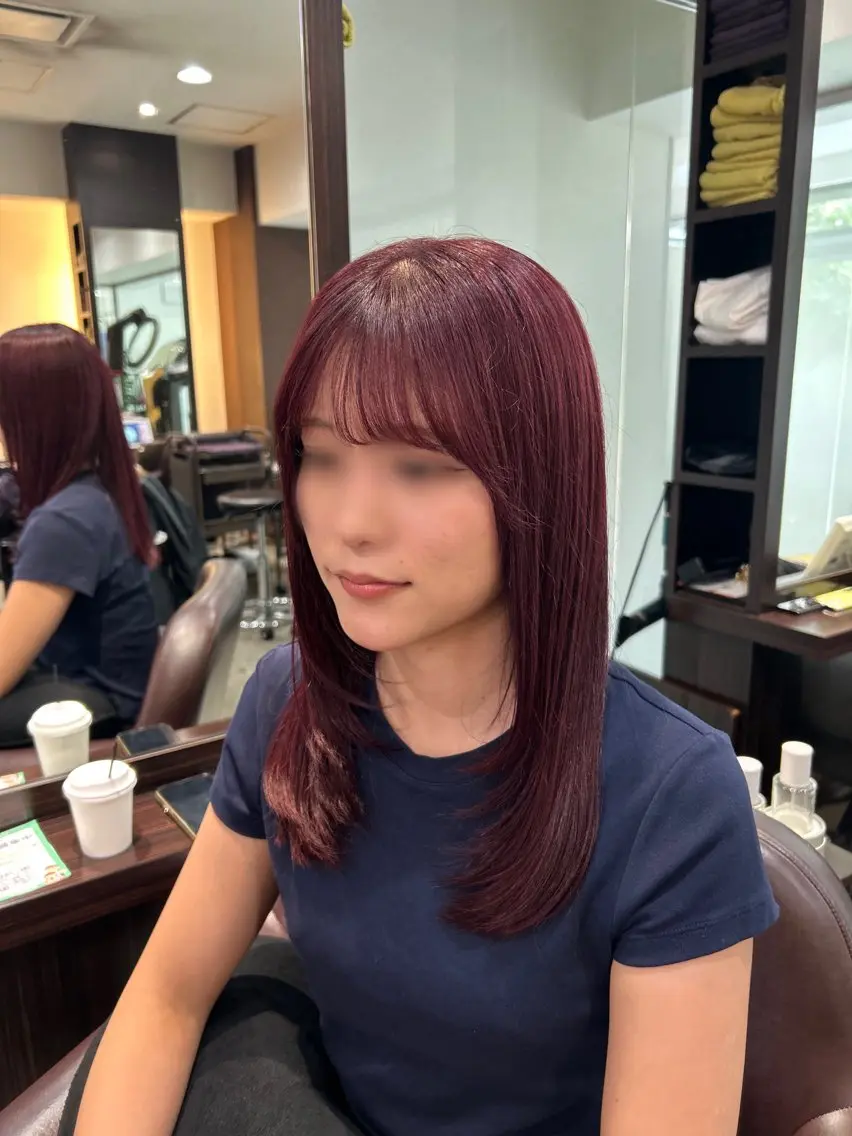 セミロング カラー レッドカラー レイヤーカット 坂本奈都美/Jr.s 🎀のヘアスタイル