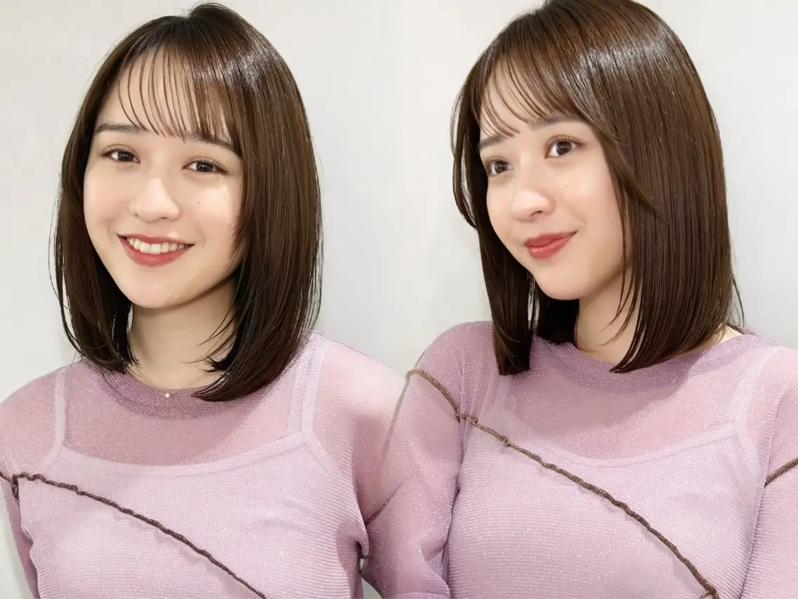 ミディアム カラー ミディアムレイヤー 伸ばしかけ レイヤーカット 縮毛矯正 カット ヘアカラー トリートメント 池袋/小顔レイヤー/ 顔まわり/taigaのヘアスタイル