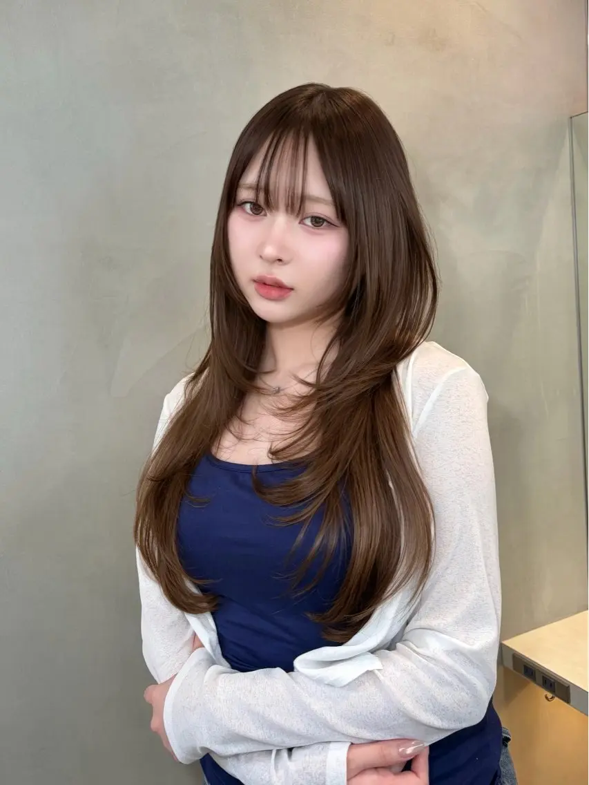 ロング カラー ヘアカラー トリートメント 韓国レイヤー 🤎🦋Harisのヘアスタイル