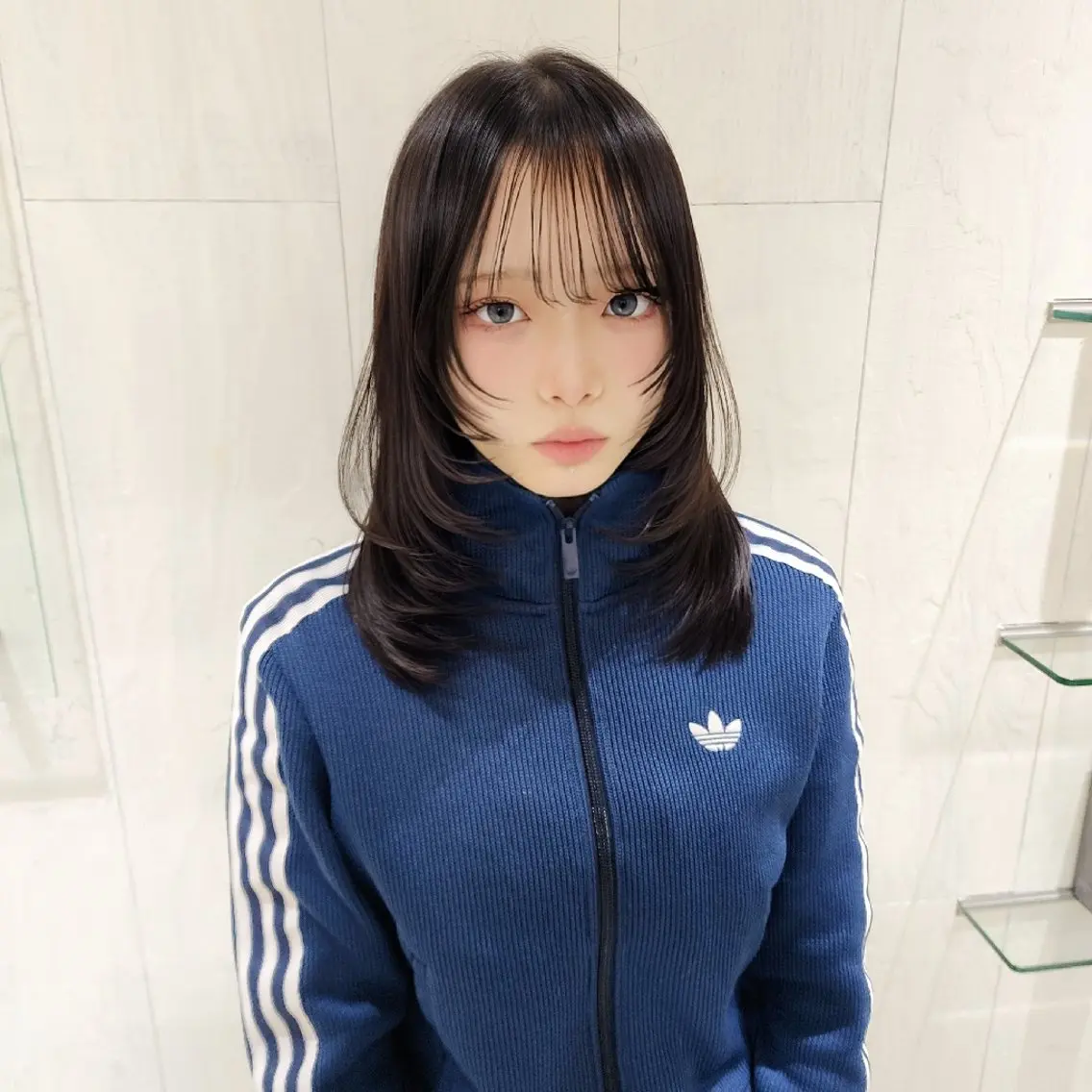 セミロング 顔まわりレイヤー ハッシュカット 韓国風ヘア レイヤーカット カット トリートメント レイヤーカット/ ウルフカット/大橋 のヘアスタイル