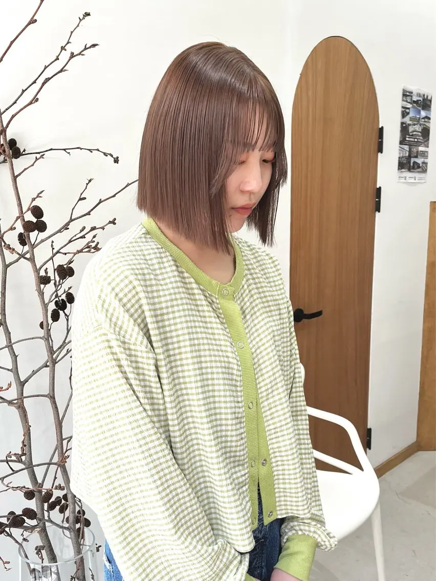 ショート カラー ヘアアレンジ ブリーチ ダブルカラー ブリーチなしカラー ボブ ena/ブリーチなし 透明感・レイヤー🎀のヘアスタイル