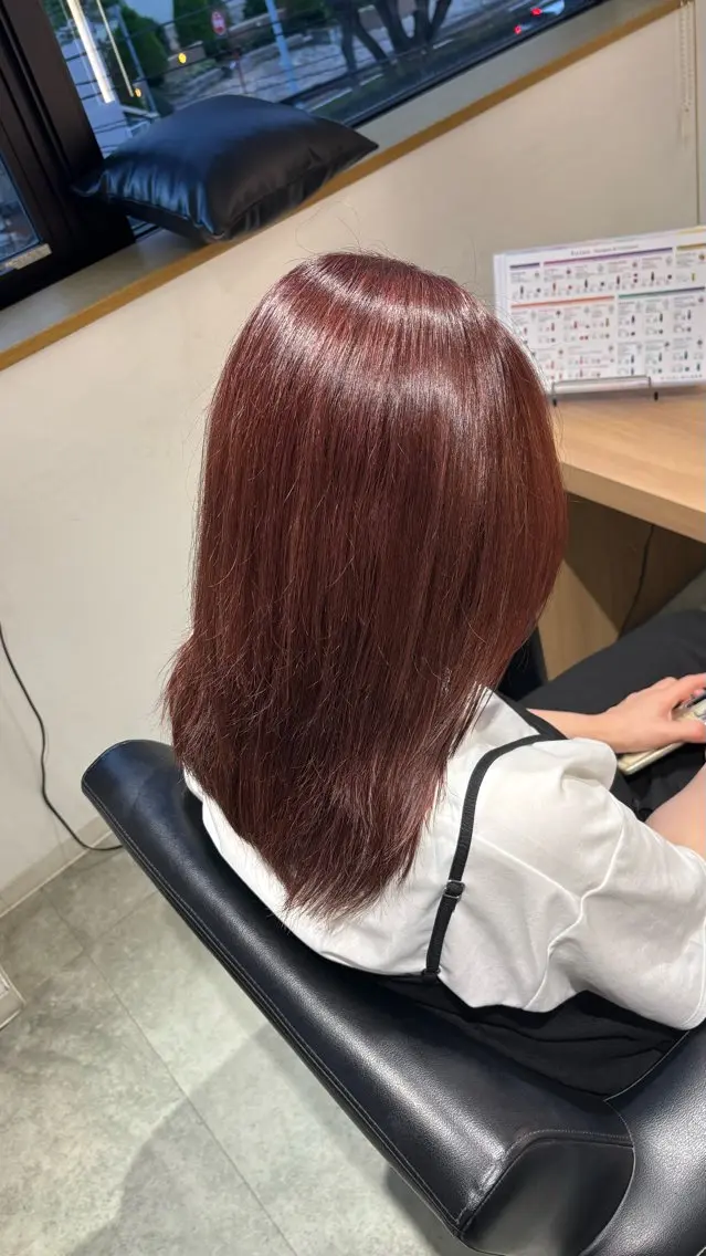 ミディアム カラー カシス ハイライトカラー ピンクカラー ハイライト 🌿陽大|艶髪カラー ✨/縮毛矯正✨のヘアスタイル