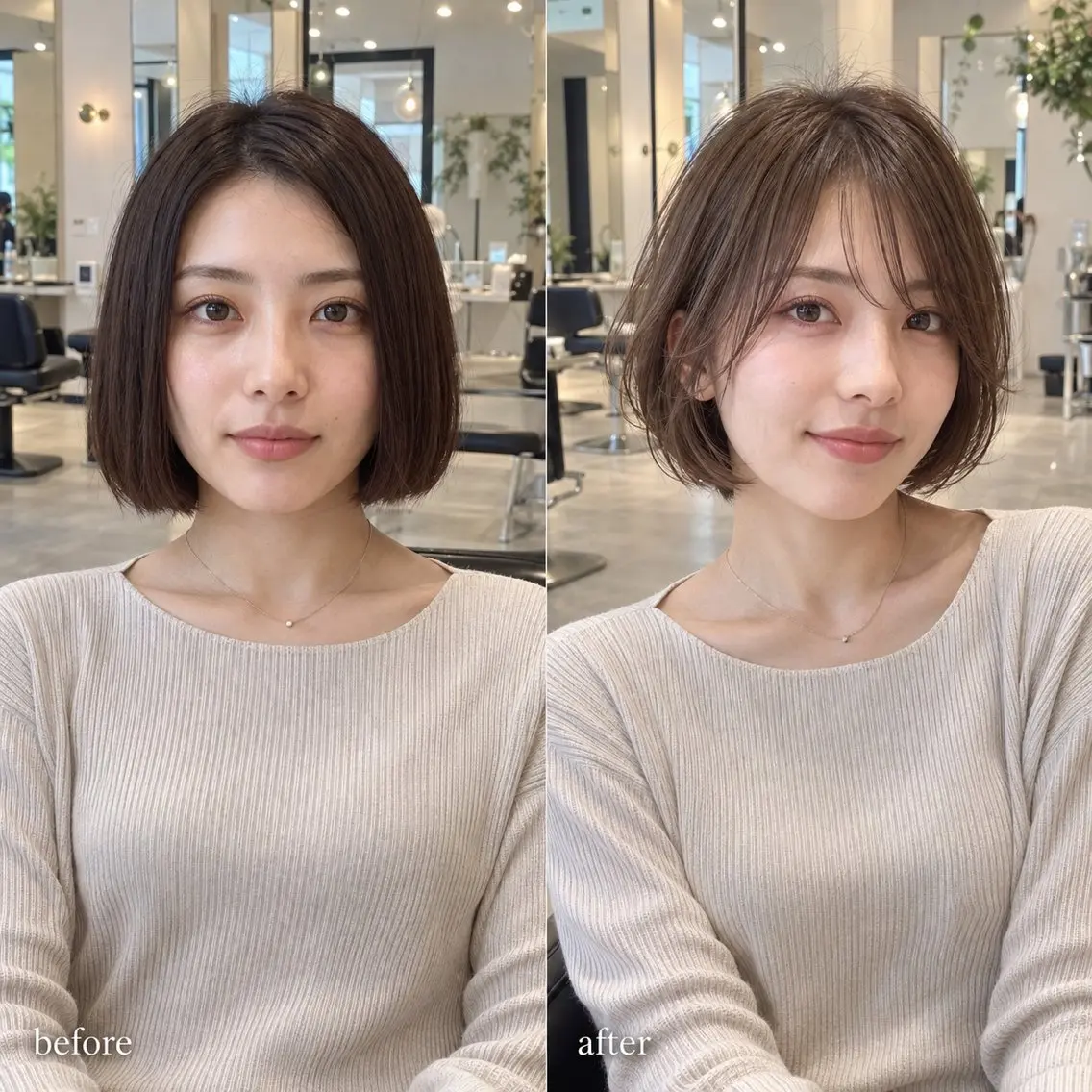 ショート カラー ボブ 顔周りレイヤー/透明 感カラー/難波雄雅のヘアスタイル