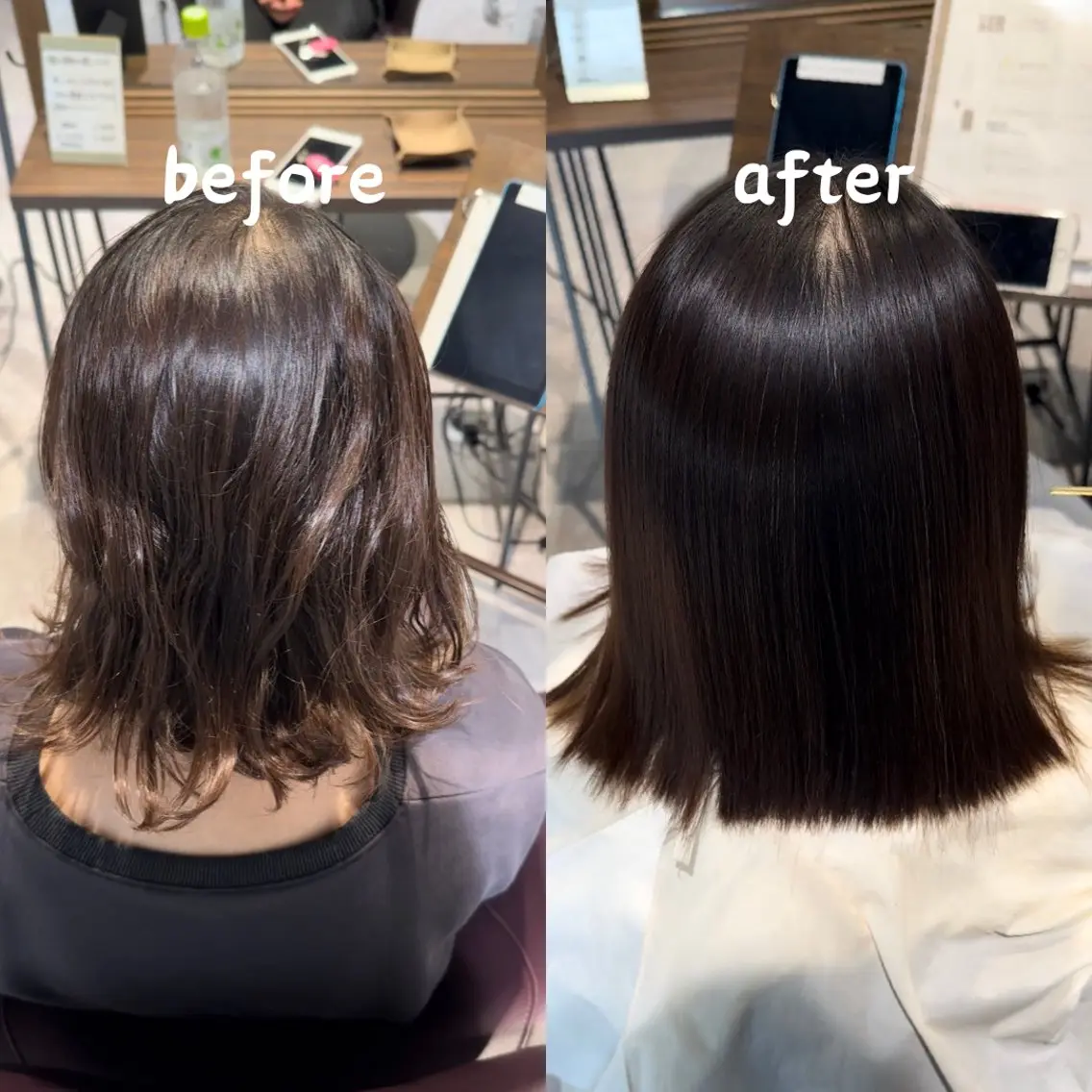 ミディアム 縮毛矯正専門店 unlabel近藤のヘアスタイル