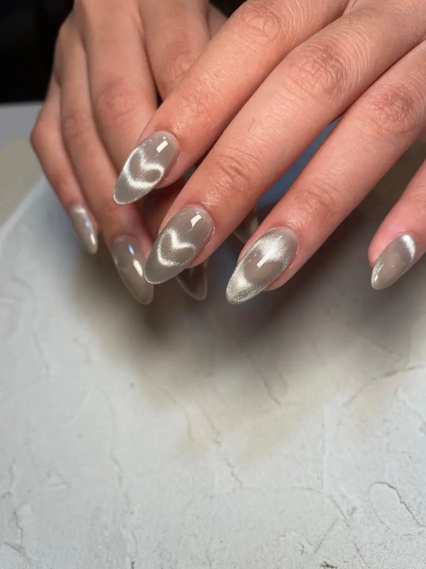 ネイル ハート マグネットネイル ハンドネイル Nail salon Euphoriaのネイルデザイン