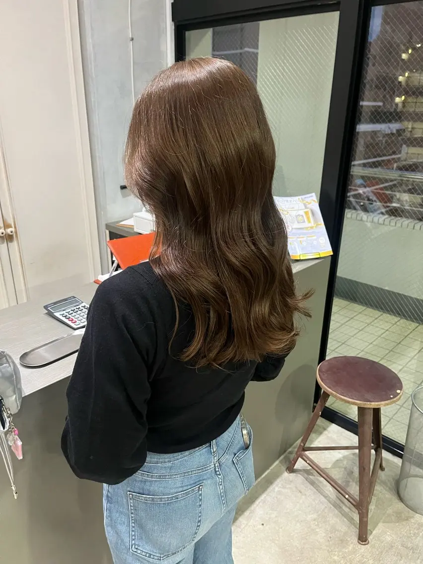 ロング カット ヘアカラー トリートメント 髪質改善×ブリーチ 無しWカラー🫧天神のヘアスタイル