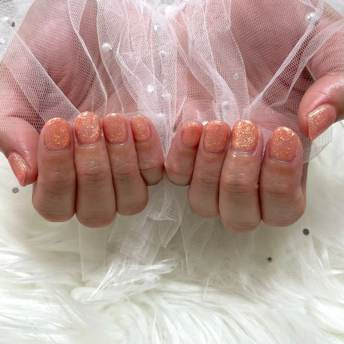 ネイル ワンカラーネイル オレンジ ピンク ハンドネイル SHINE nail salonのネイルデザイン
