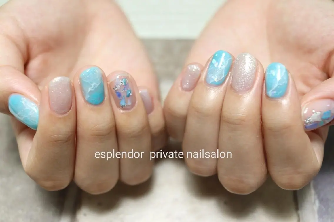 ネイル ニュアンスネイル 夏ネイル ハンドネイル ハンドケア esplendor  小野寺のネイルデザイン