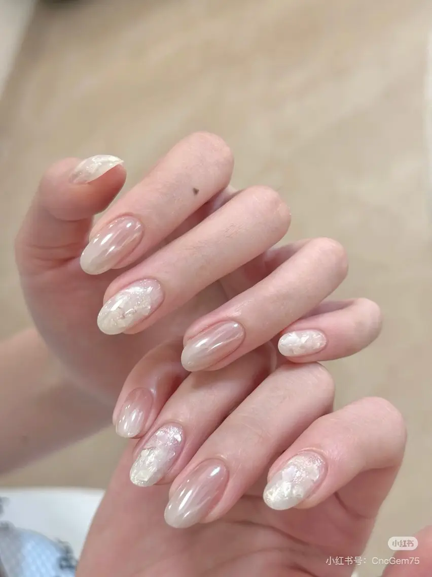 ネイル アートネイル オーロラネイル チークネイル フレンチネイル ガラスフレンチ ハンドネイル 🎀🎀YooLi Nail Salonのネイルデザイン